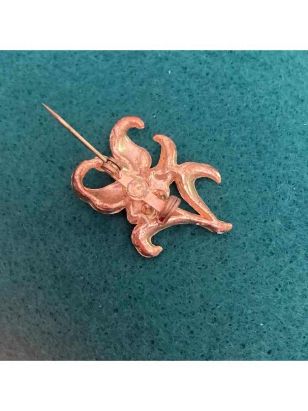 Vintage Gold Tone Enamel Lilly Flower Brooch Pin Pink Green Feminine Delicate